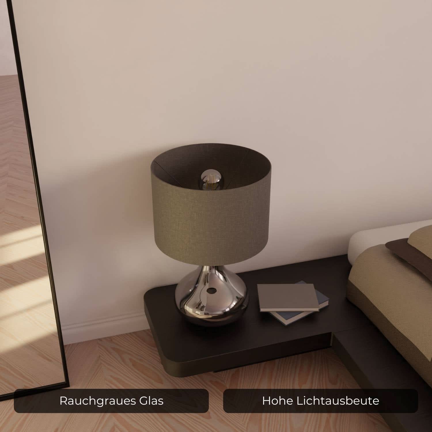 Tafellamp Up Downlight Rookglas Anthrazit E27 Modern Design 52cm | Sansoti