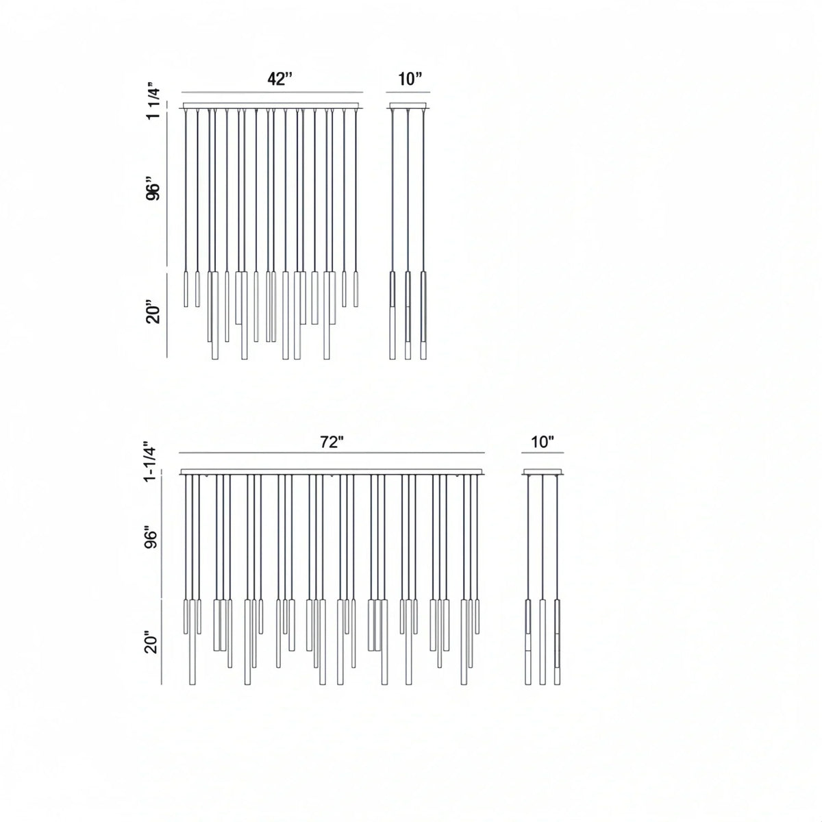 Suspension linéaire moderne avec tubes en aluminium réglables et spots LED pour îlot de cuisine salle à manger | Sansoti