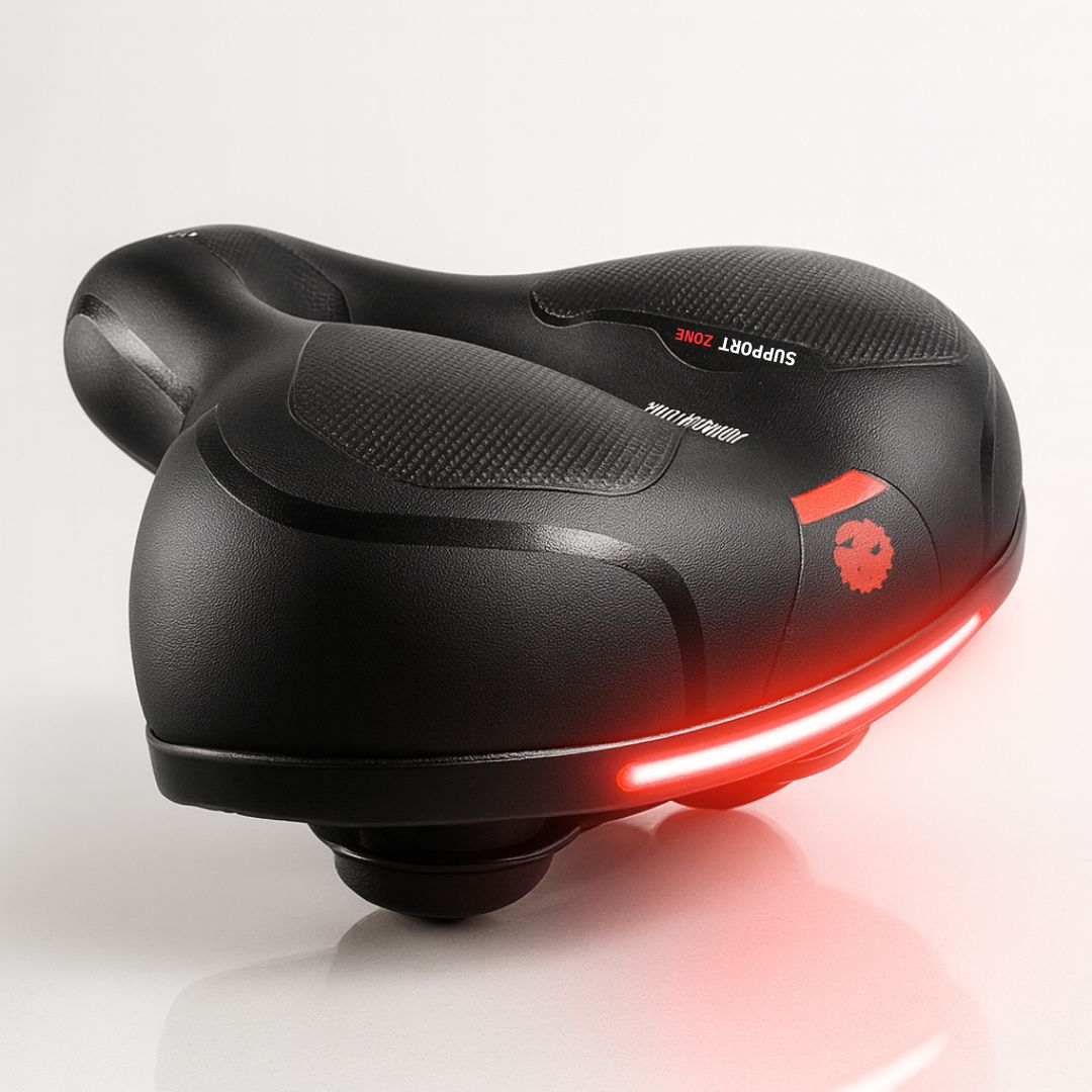 Comfortabel Fietszadel met Reflector – Ergonomisch Geveerd Waterdicht Design voor Dames en Heren Fietsen | Sansoti