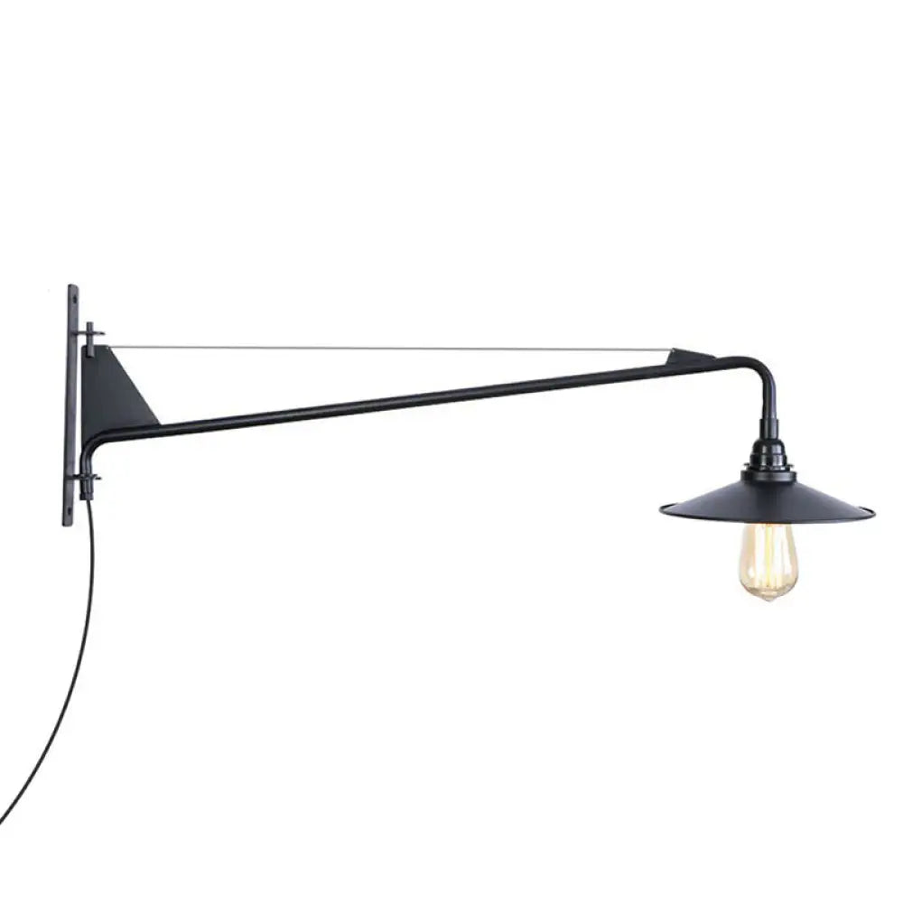 Industrielle Wandleuchte mit Schwenkarm aus schwarzem Metall, 1–2 Lichtquellen, E26/E27, verstellbar, Vintage-Design, Wohnzimmer | Sansoti