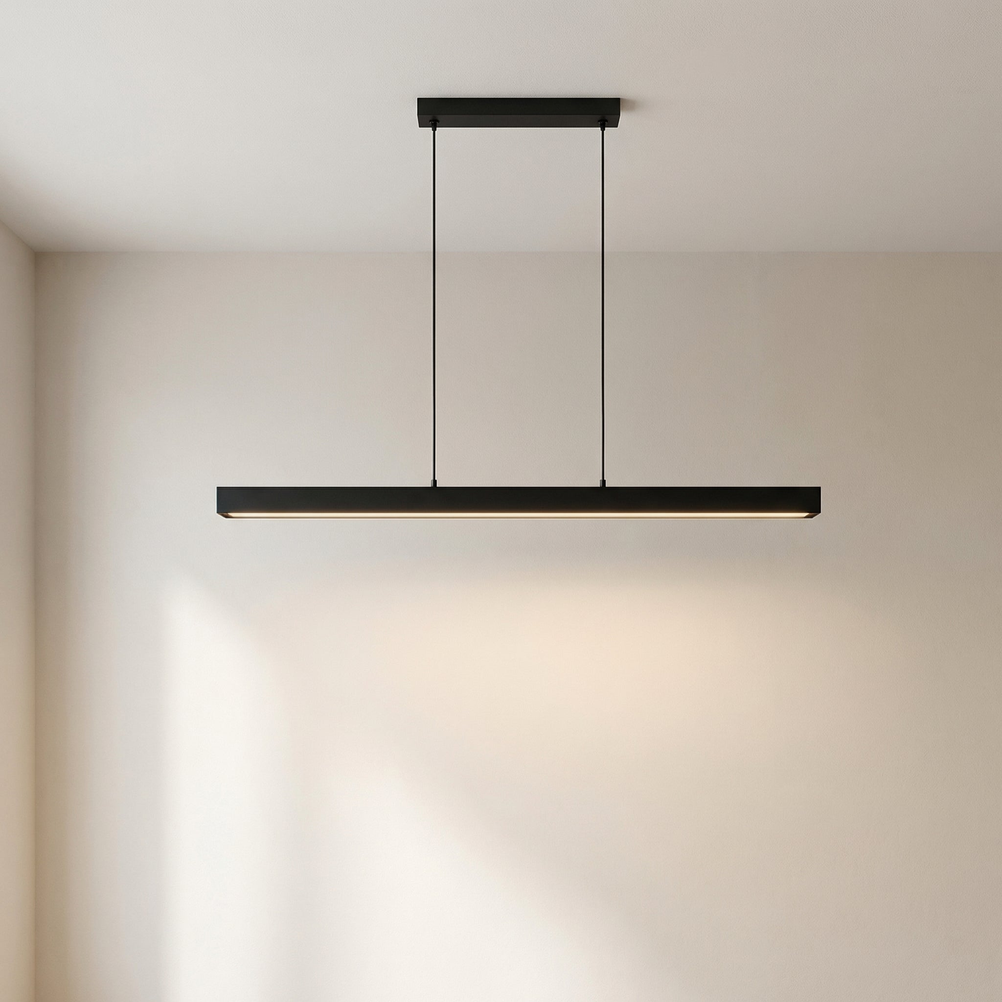 Drewniana lampa wisząca LED nad stół jadalny, czarno-biała, 80-120cm, architektoniczny design, ciepłe światło, domowe biuro, wnętrza | Sansoti