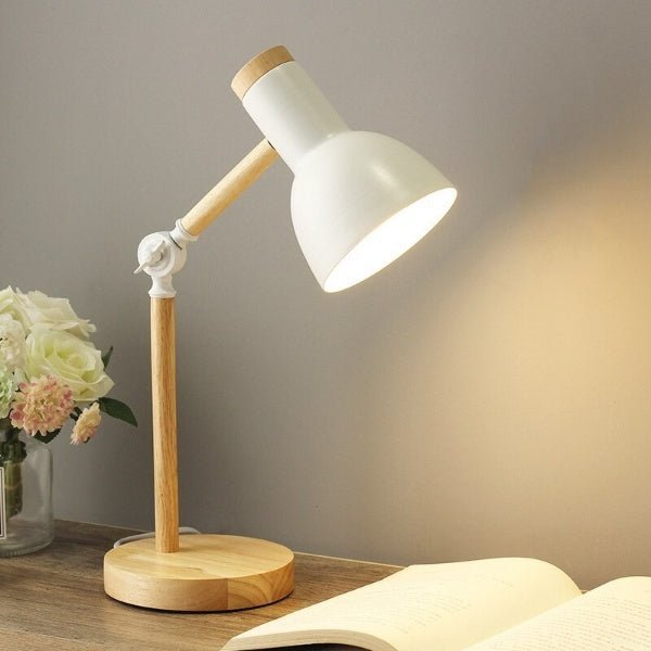 Houten LED Bureaulamp 45cm Verstelbaar Driekleurig Licht Warm Koud Wit Minimalistisch Design Werkkamer Leeslamp | Sansoti