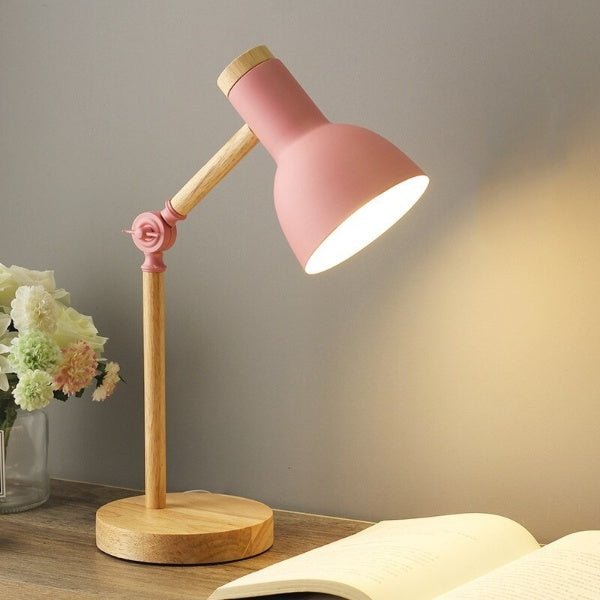 Houten LED Bureaulamp 45cm Verstelbaar Driekleurig Licht Warm Koud Wit Minimalistisch Design Werkkamer Leeslamp | Sansoti