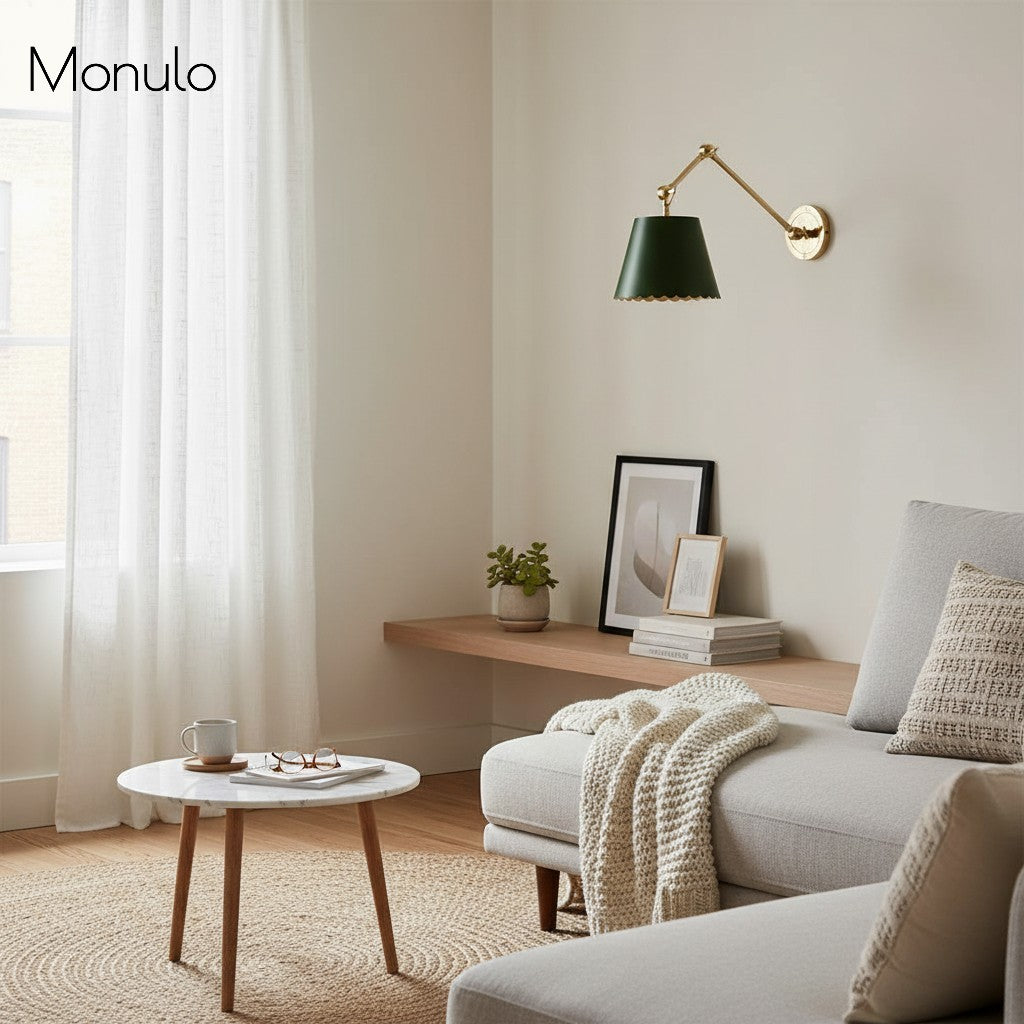Wandlamp met Scalloped Shade – Modern Rustieke Verlichting voor Slaapkamer en Woonruimtes | Sansoti