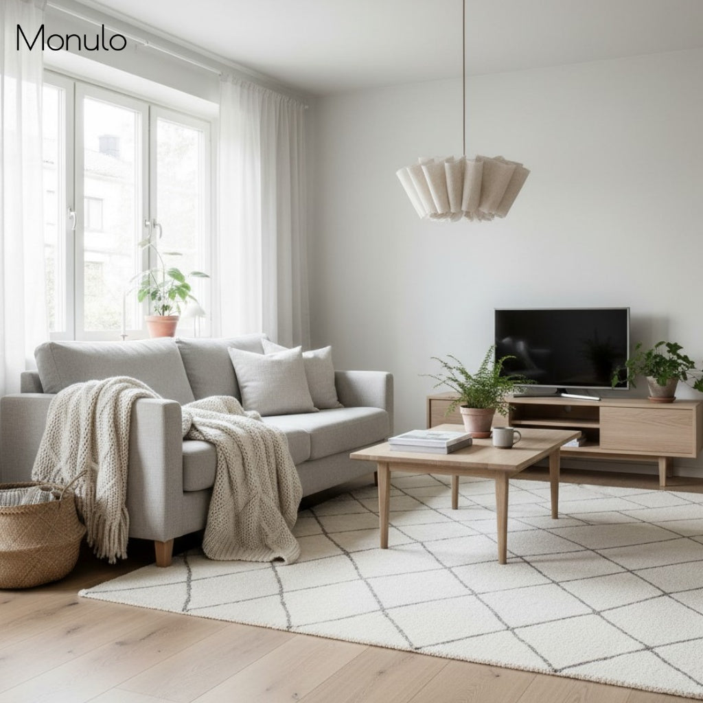 Geplisseerde Stoffen Hanglamp – Minimalistische Scandinavische Verlichting voor Eetkamer & Woonkamer | Sansoti