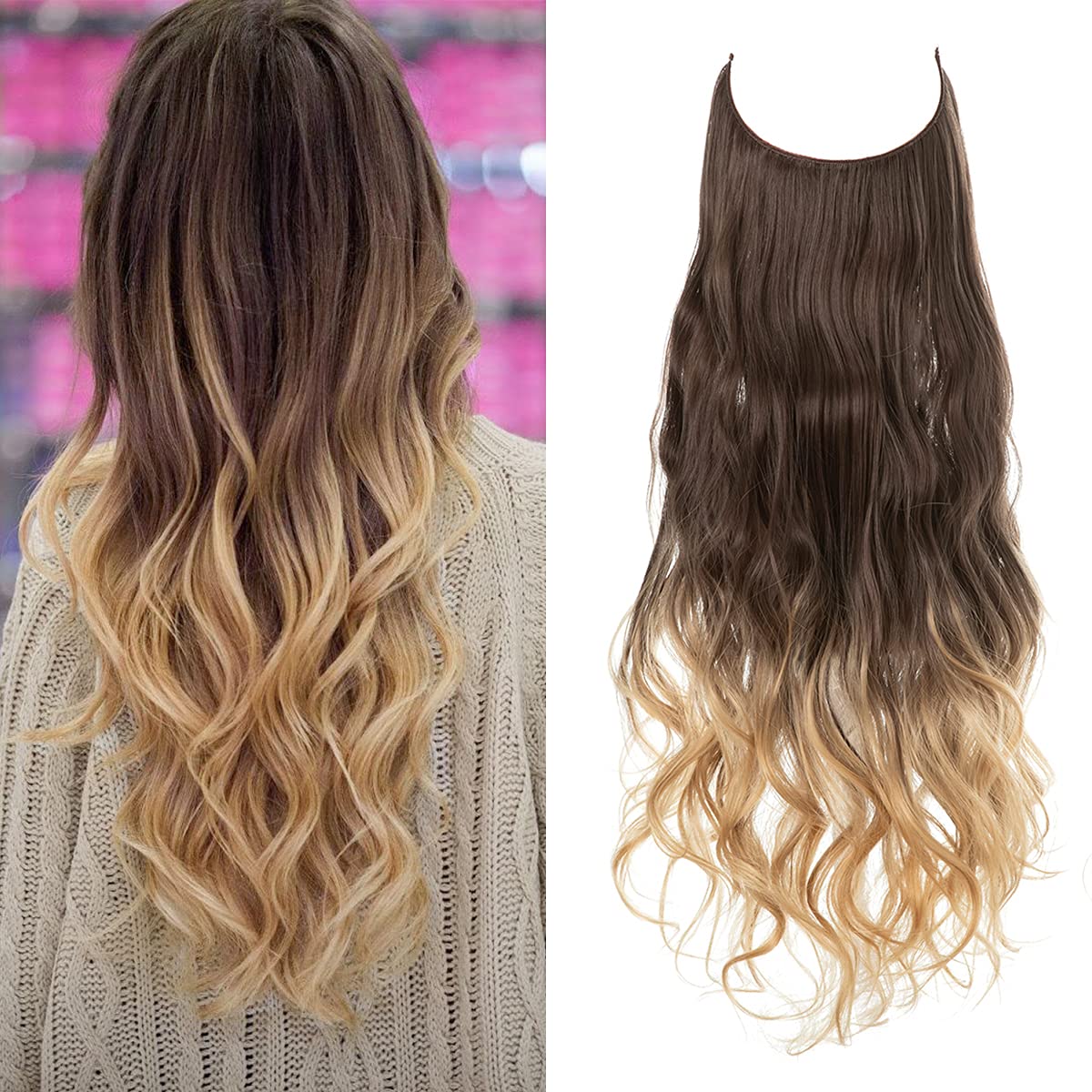 Unsichtbare Haarverlängerungen Natürliches Volumen Transparentes Band Clip-frei Verschiedene Längen Salon-Effekt | Sansoti