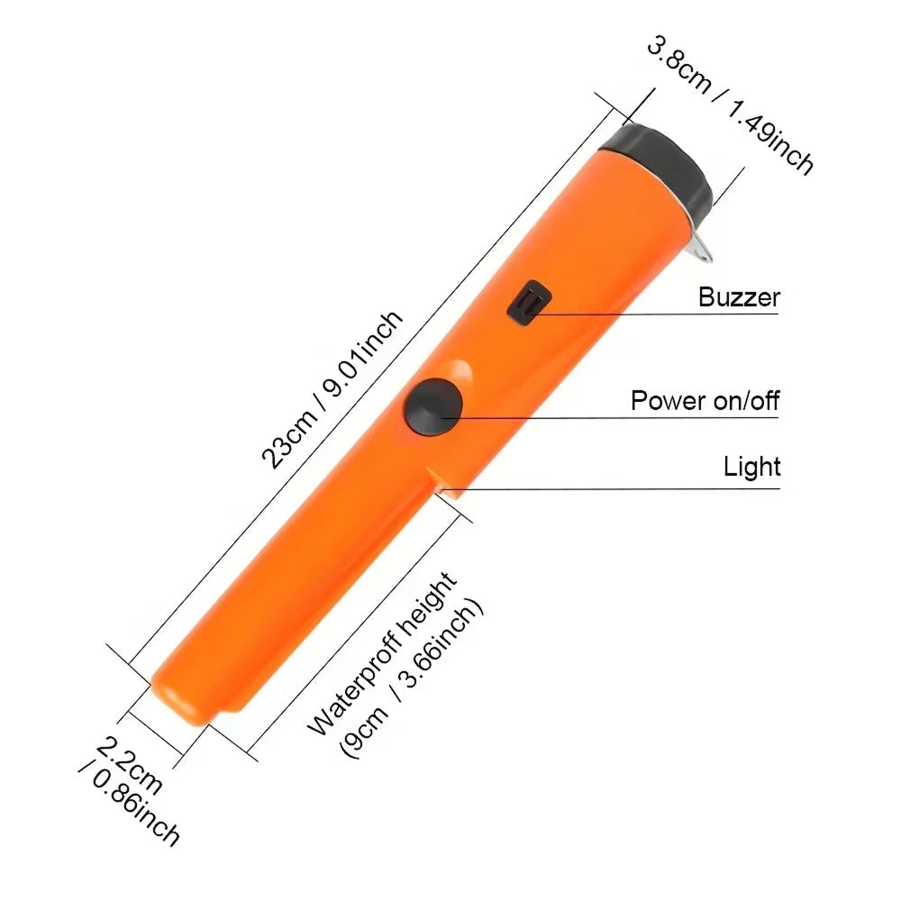 Metal Detector Pinpointer Waterproof IP66 360° Detection, Treasure Hunting Hobby, Orange Black Green, Precision | Sansoti