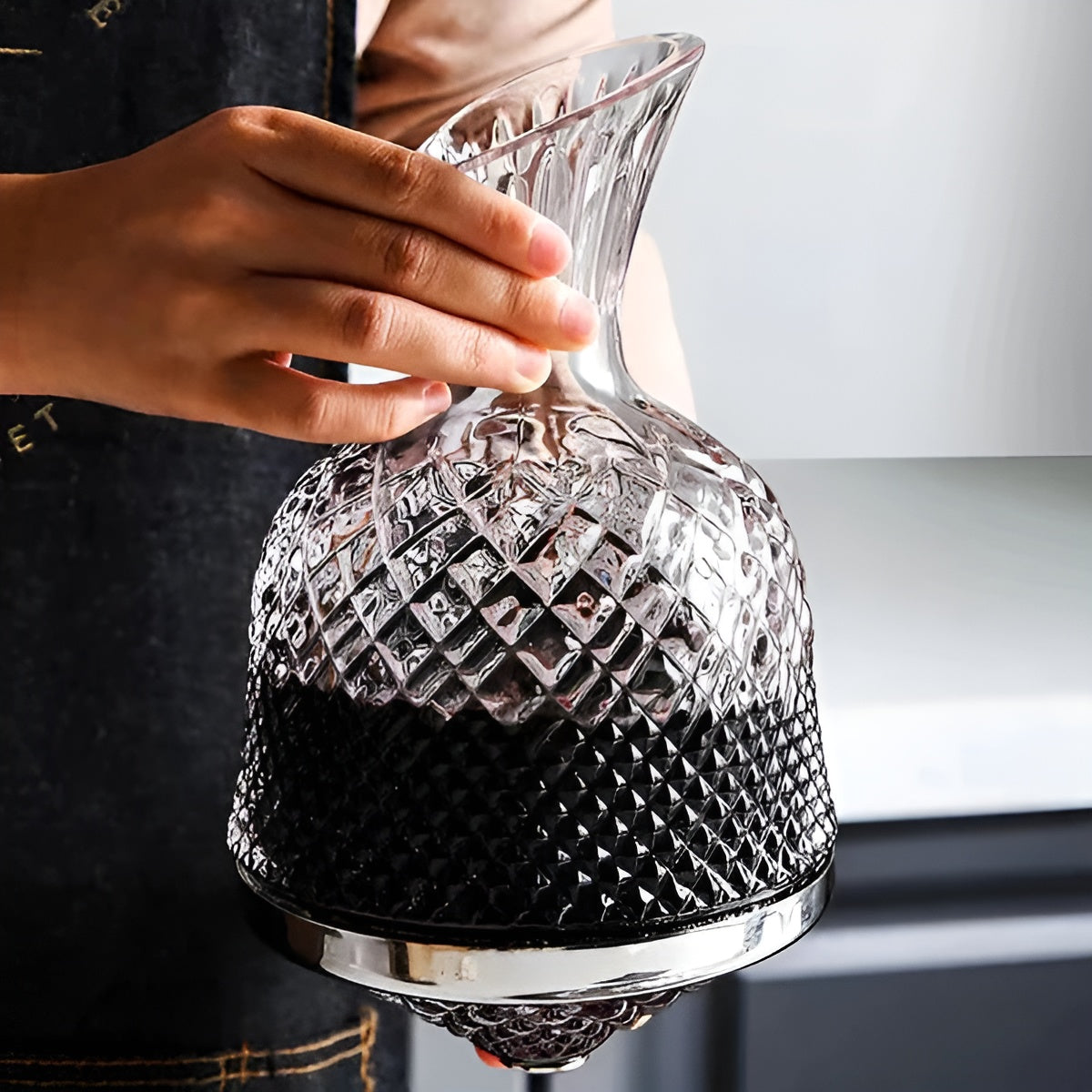 Wijnkaraf Kristalglas 1500ml 360° Draaibaar Transparant Decanteerkaraf Wijn Water Tafel Cadeau Diner | Sansoti