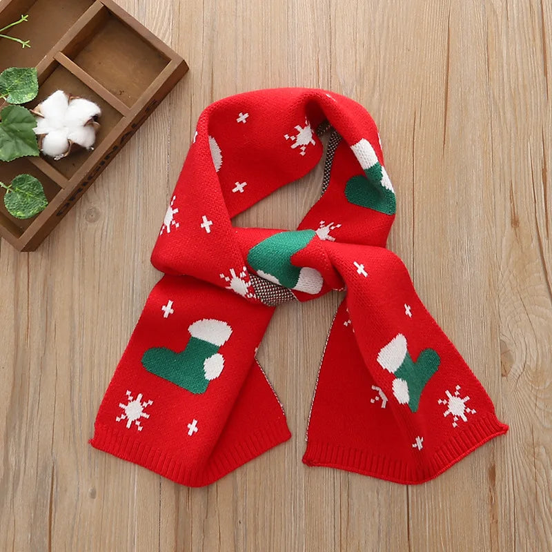 Knitted Children's Scarf with Festive Pattern Wool 20x130cm Warm Winter Accessory Unisex Cozy Comfortable | Sansoti
