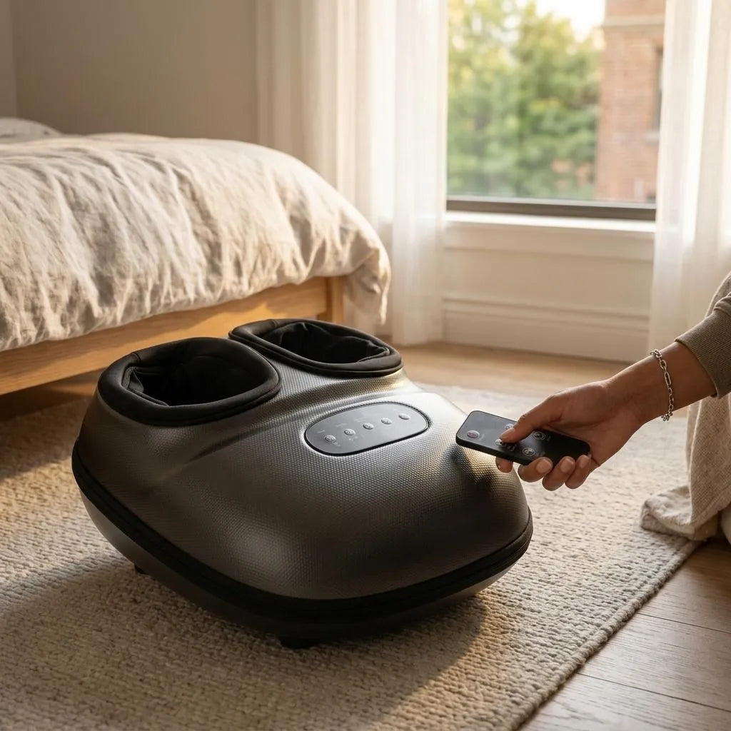 Elektrisches Fußmassagegerät mit Wärmefunktion und Luftkompression für Entspannung und Linderung zu Hause | Sansoti