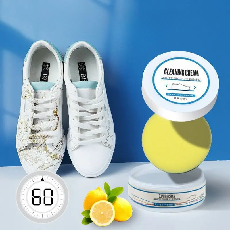 Schoenreinigingscrème Wit 100g voor Sneakers Leer Canvas Watervrij Beschermend Antivlek Poetsmiddel Schoonmaak | Sansoti