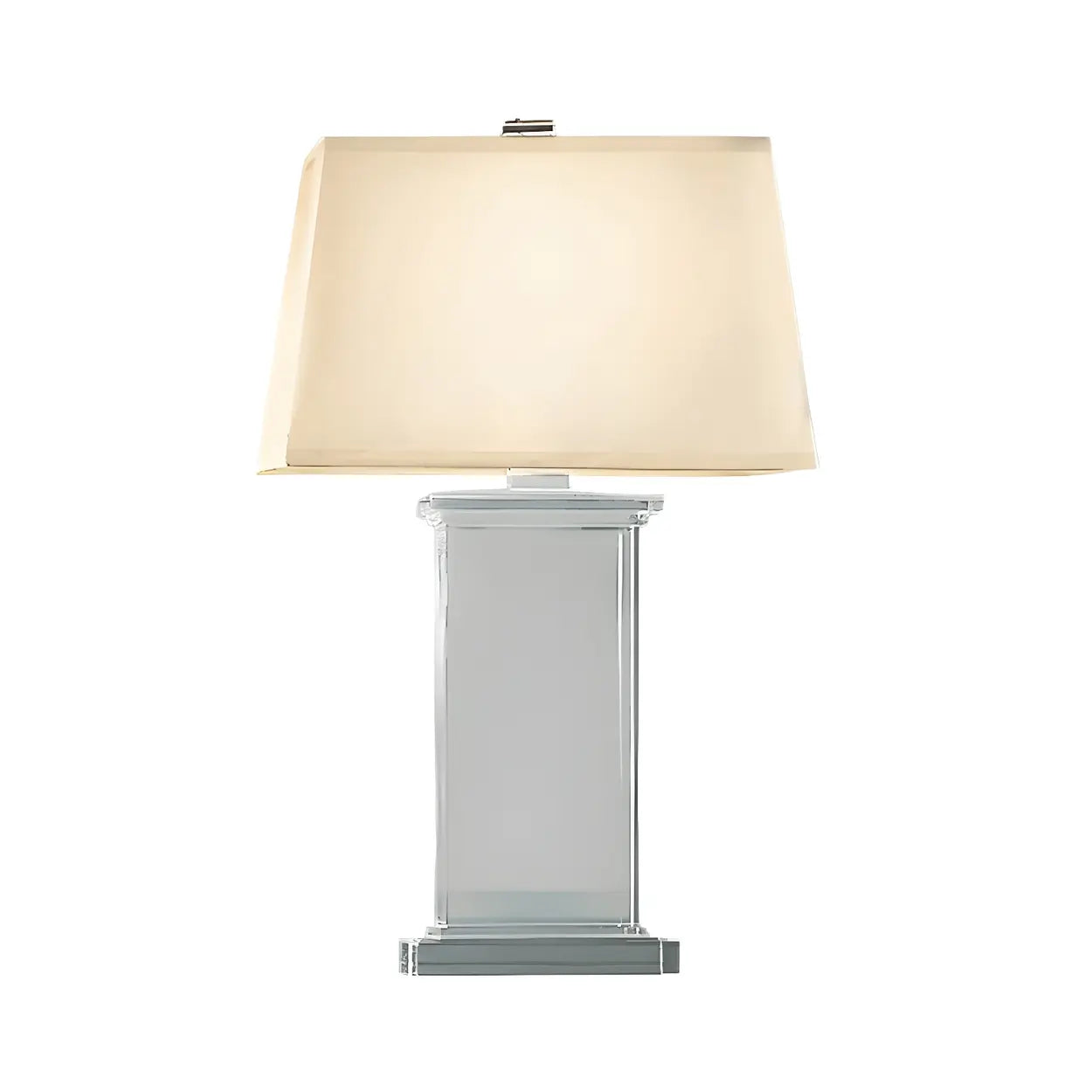 Tafellamp Kristal Rechthoekig Wit Met Stoffen Kap 22 Inch Modern Design | Sansoti