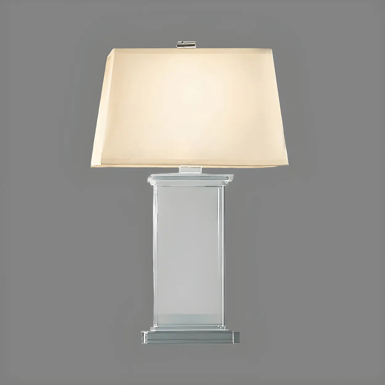 Tafellamp Kristal Rechthoekig Wit Met Stoffen Kap 22 Inch Modern Design | Sansoti