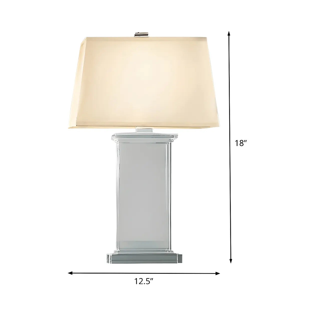 Tafellamp Kristal Rechthoekig Wit Met Stoffen Kap 22 Inch Modern Design | Sansoti