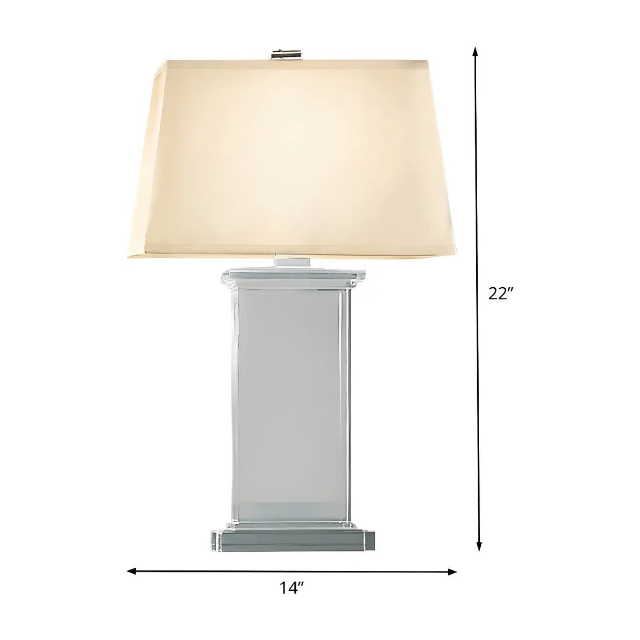 Tafellamp Kristal Rechthoekig Wit Met Stoffen Kap 22 Inch Modern Design | Sansoti