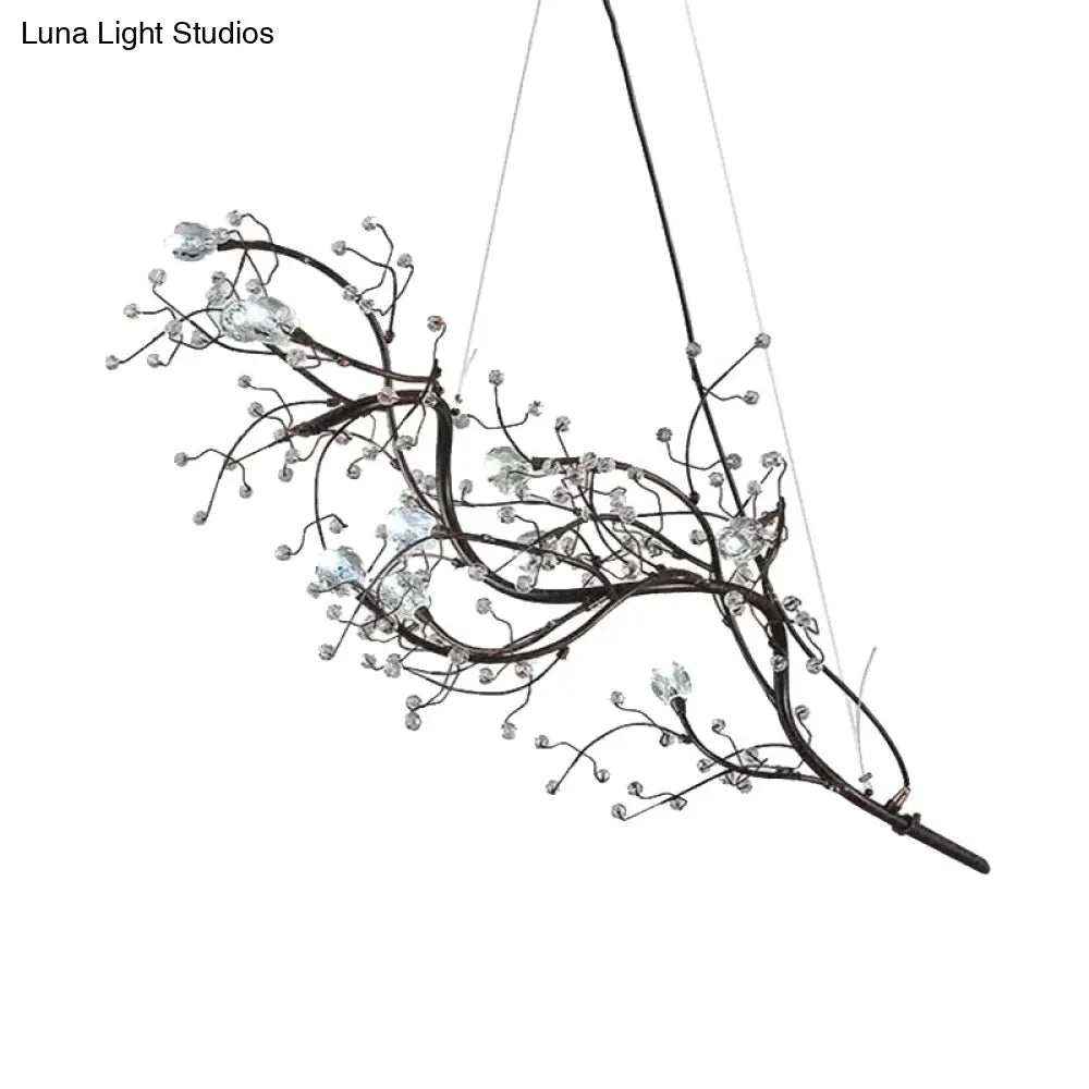 Metallic Kroonluchter met Kristallen Takken – 10 Lichtpunten – Romantische Hanglamp voor Woonkamer, Eetkamer en Slaapkamer | Sansoti