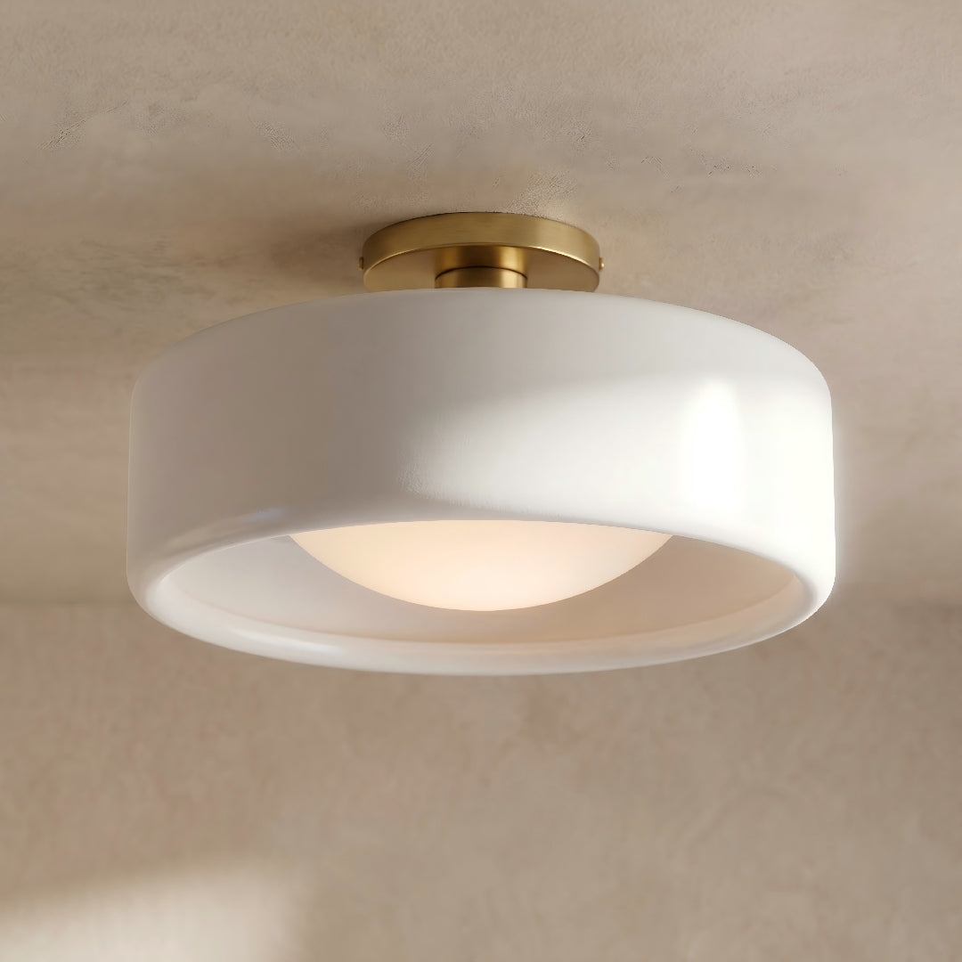 Porseleinen Plafondlamp met Strakke Montage – Moderne Lage Profiellamp Keramiek Opbouwverlichting | Sansoti