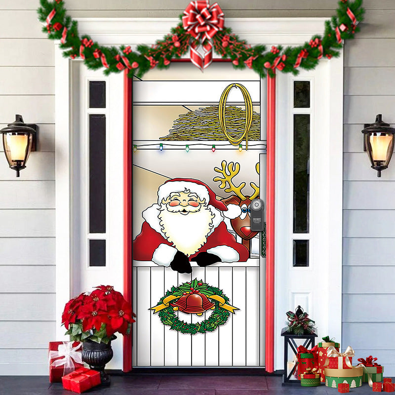 Kerstdeurposter Textiel 91x203 cm Feestelijke Thema's Herbruikbaar Duurzaam Voordeurversiering Kerstdecoratie | Sansoti