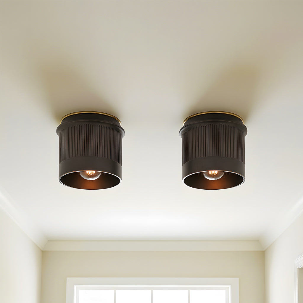 Vintage Zwart Metalen Industriële Plafondlamp Rustiek Design – Flush Mount voor Keuken Slaapkamer Hal | Sansoti