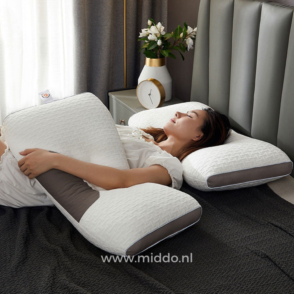 Ergonomisch Neksteunkussen Memory Foam voor Rug- en Zijslapers 48x74cm met Kussenslopen Optimale Neksteun | Sansoti