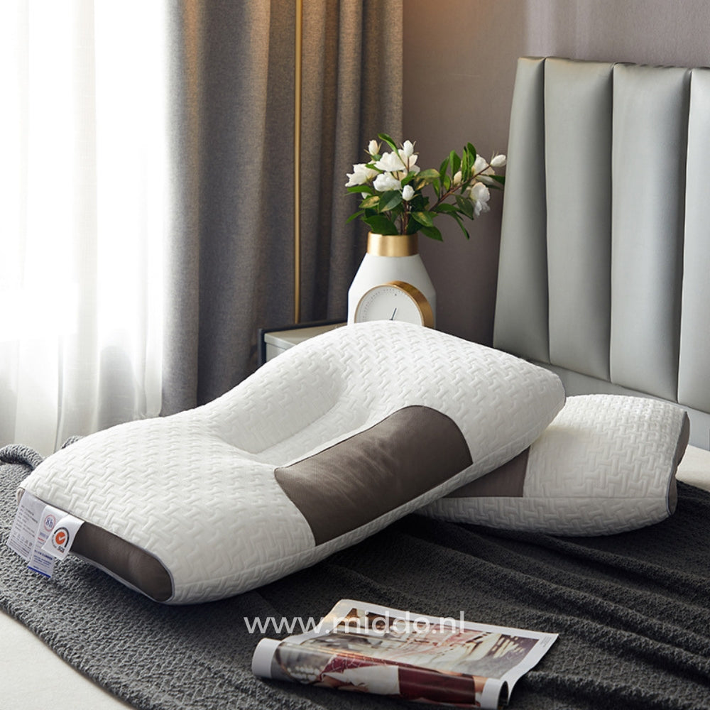 Ergonomisch Neksteunkussen Memory Foam voor Rug- en Zijslapers 48x74cm met Kussenslopen Optimale Neksteun | Sansoti