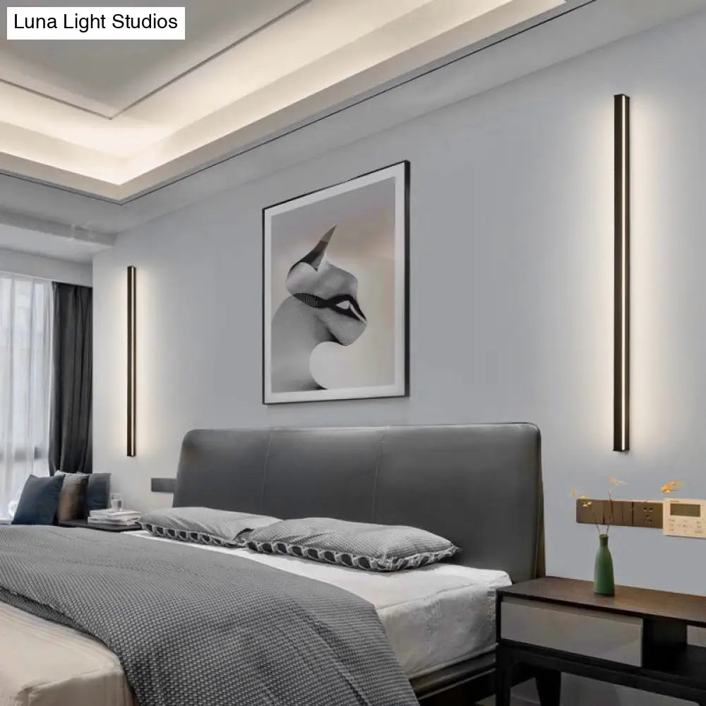 Moderne Lineaire LED Wandlamp Zwart – Strakke Muuraansluiting voor Hal & Gang | Sansoti