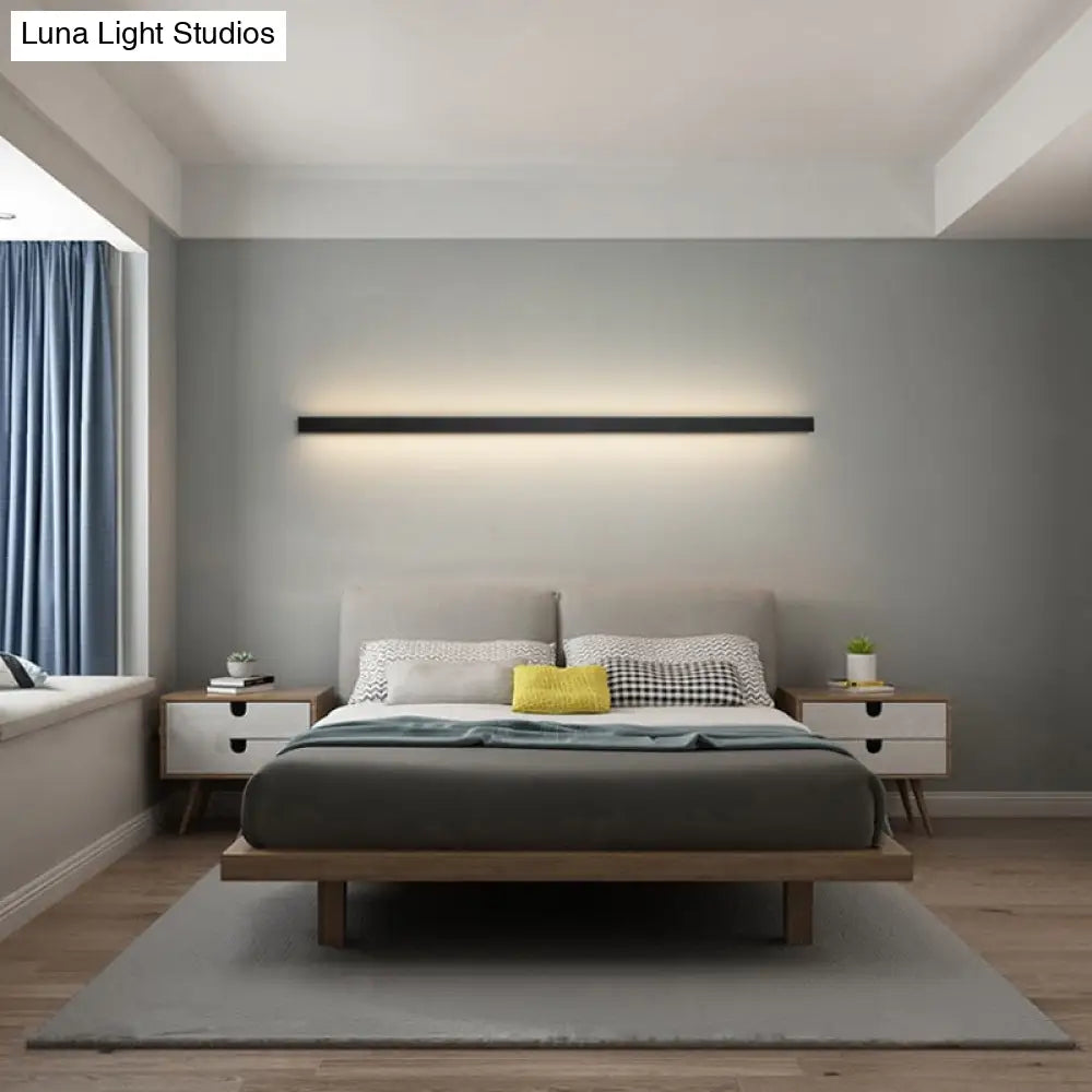 Moderne Lineaire LED Wandlamp Zwart – Strakke Muuraansluiting voor Hal & Gang | Sansoti