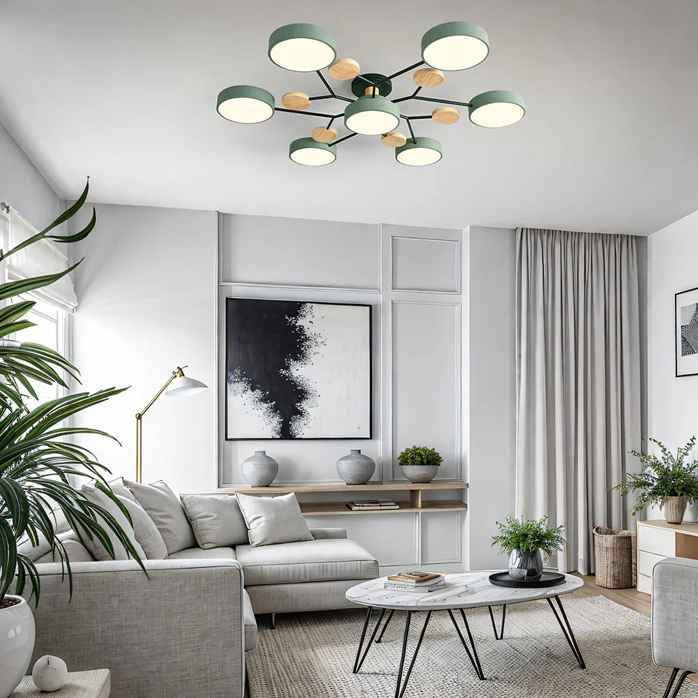 LED Ceiling Light Circular Semi-Flush Iron Acrylic Modern Dimmable Lighting Living Room Bedroom Ceiling | Sansoti