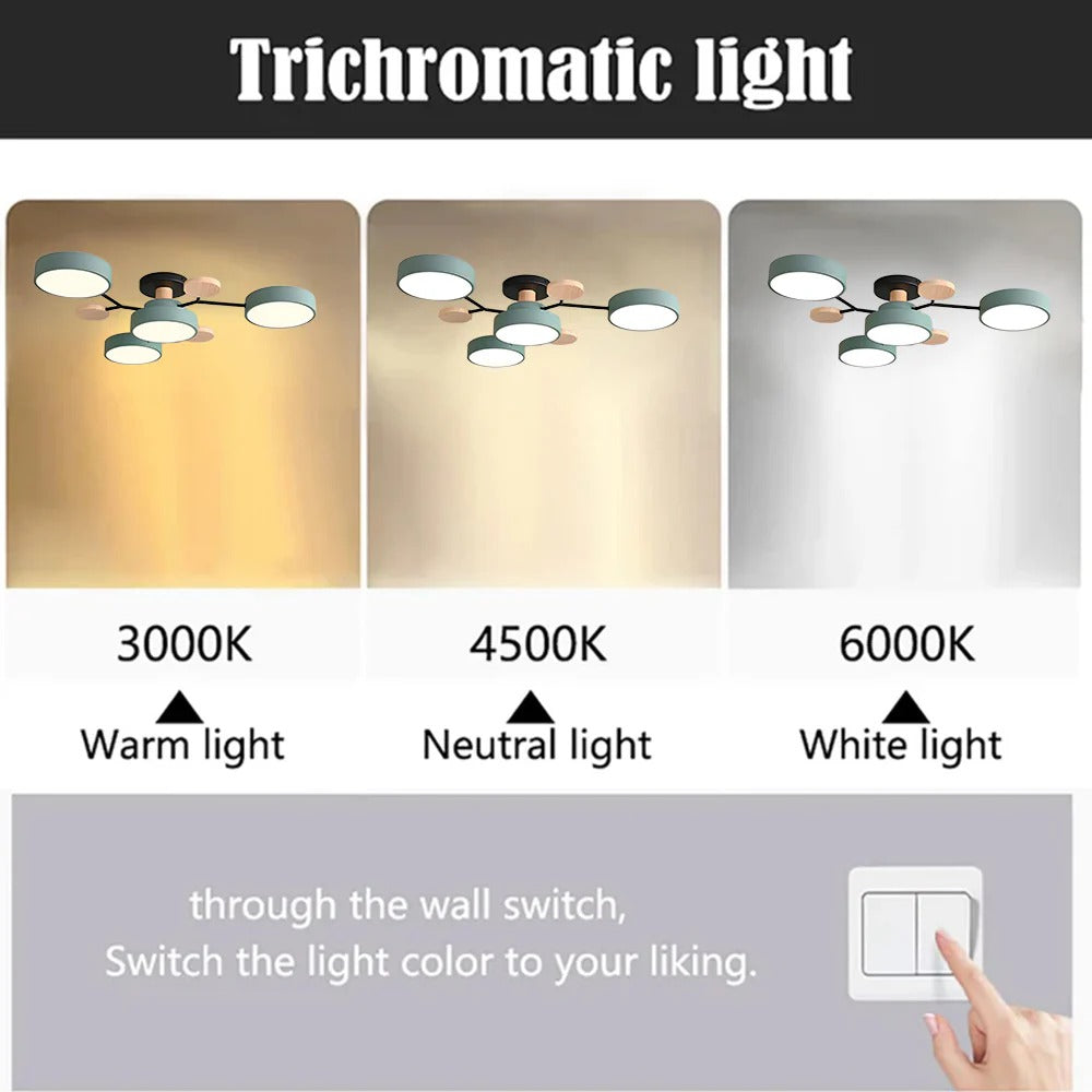 LED Ceiling Light Circular Semi-Flush Iron Acrylic Modern Dimmable Lighting Living Room Bedroom Ceiling | Sansoti