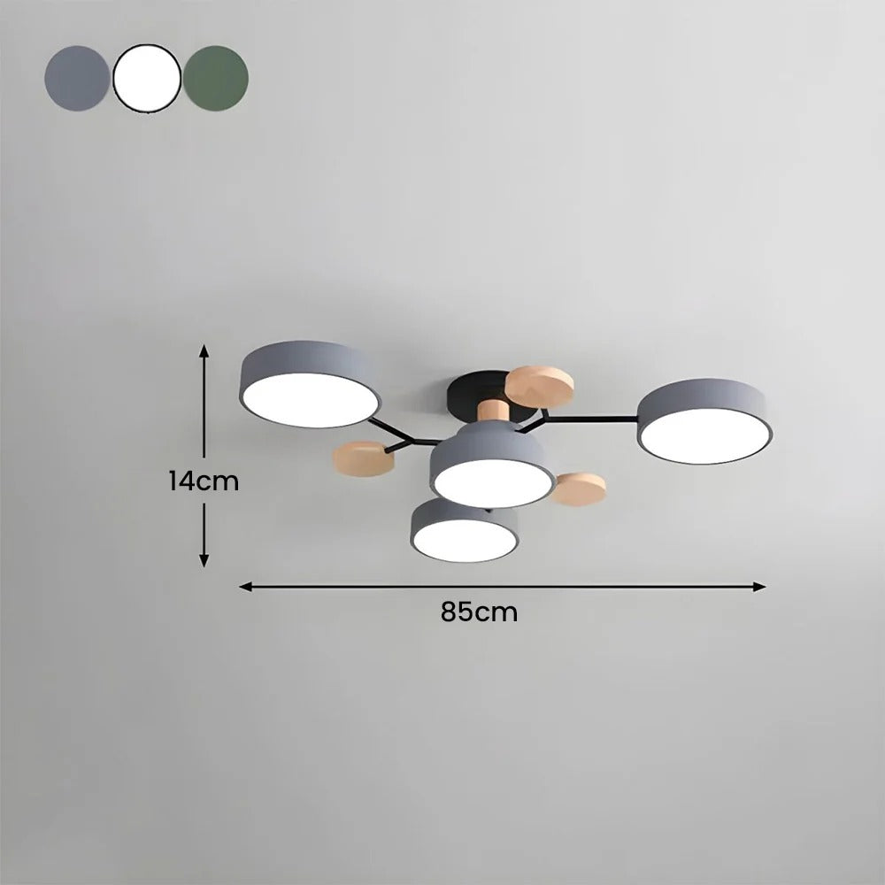 LED Ceiling Light Circular Semi-Flush Iron Acrylic Modern Dimmable Lighting Living Room Bedroom Ceiling | Sansoti