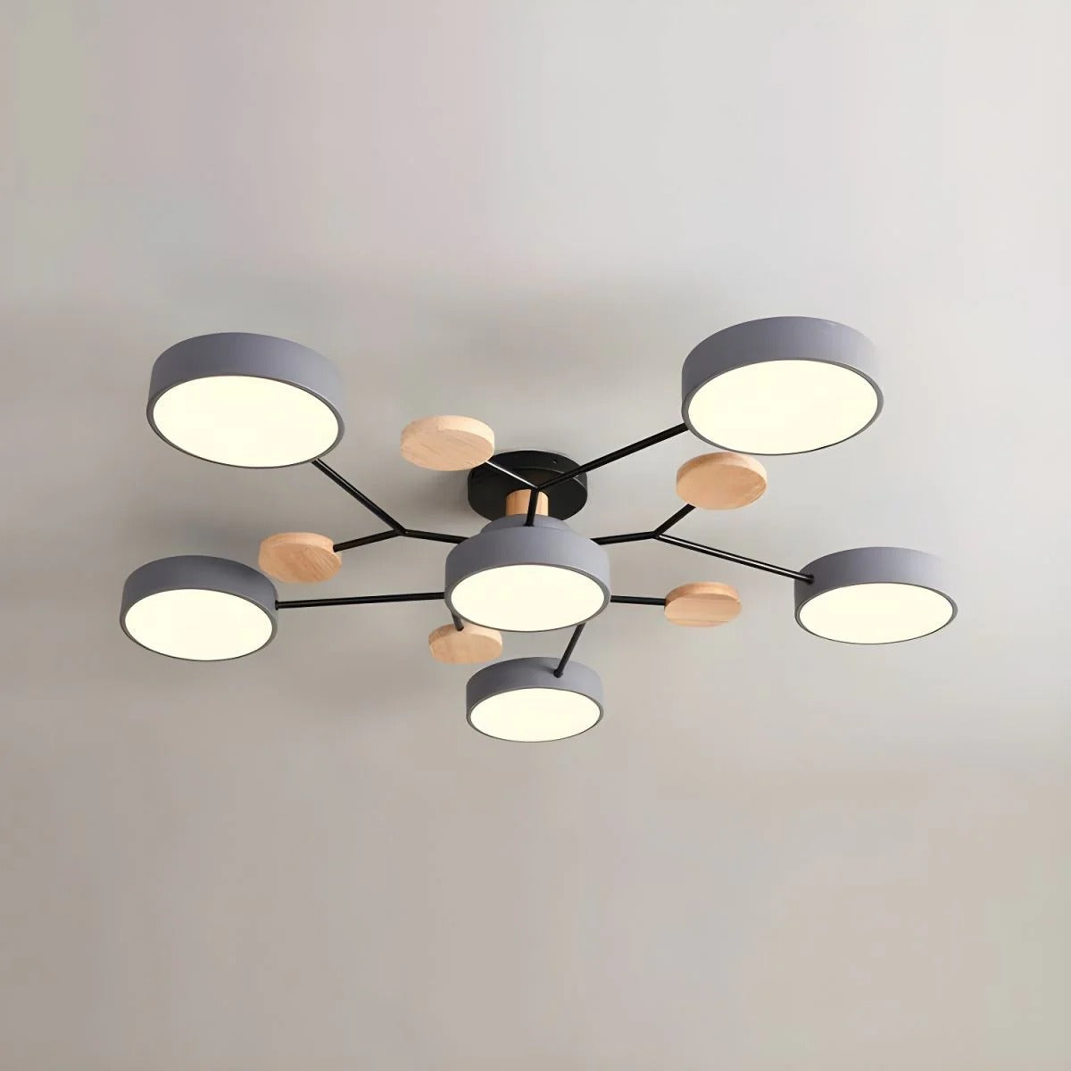 LED Ceiling Light Circular Semi-Flush Iron Acrylic Modern Dimmable Lighting Living Room Bedroom Ceiling | Sansoti