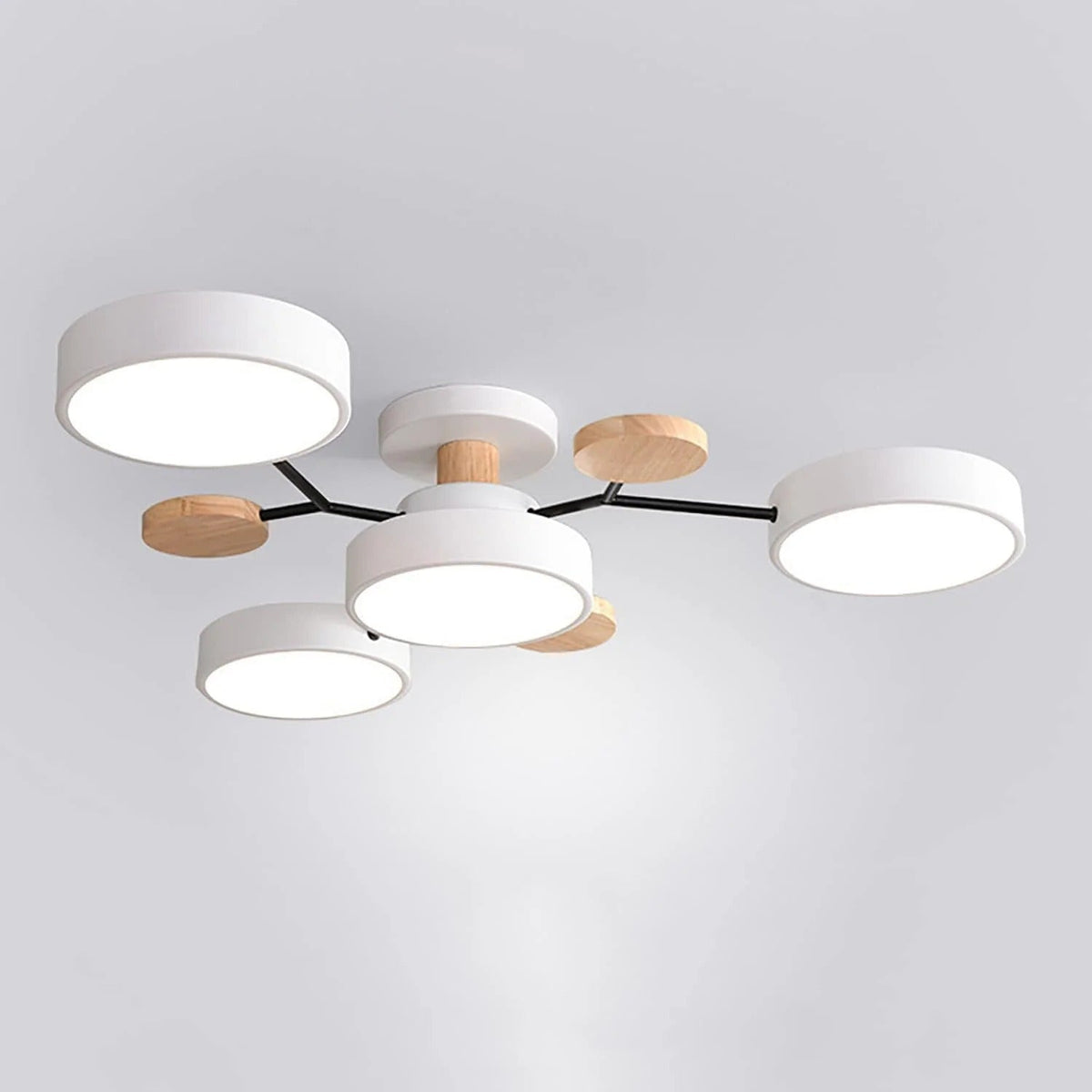 LED Ceiling Light Circular Semi-Flush Iron Acrylic Modern Dimmable Lighting Living Room Bedroom Ceiling | Sansoti
