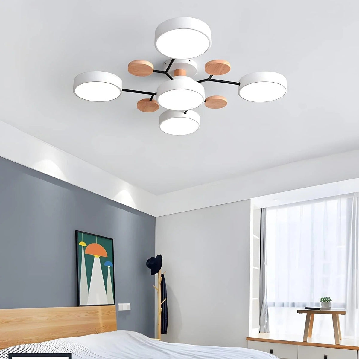 LED Ceiling Light Circular Semi-Flush Iron Acrylic Modern Dimmable Lighting Living Room Bedroom Ceiling | Sansoti
