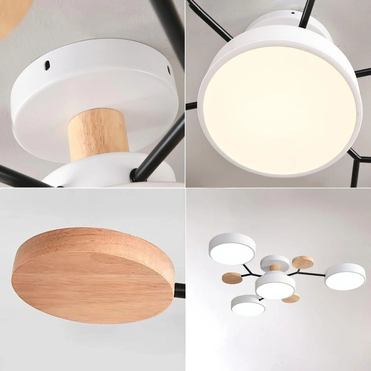 LED Ceiling Light Circular Semi-Flush Iron Acrylic Modern Dimmable Lighting Living Room Bedroom Ceiling | Sansoti