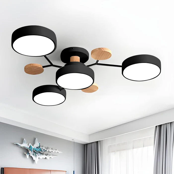 LED Ceiling Light Circular Semi-Flush Iron Acrylic Modern Dimmable Lighting Living Room Bedroom Ceiling | Sansoti