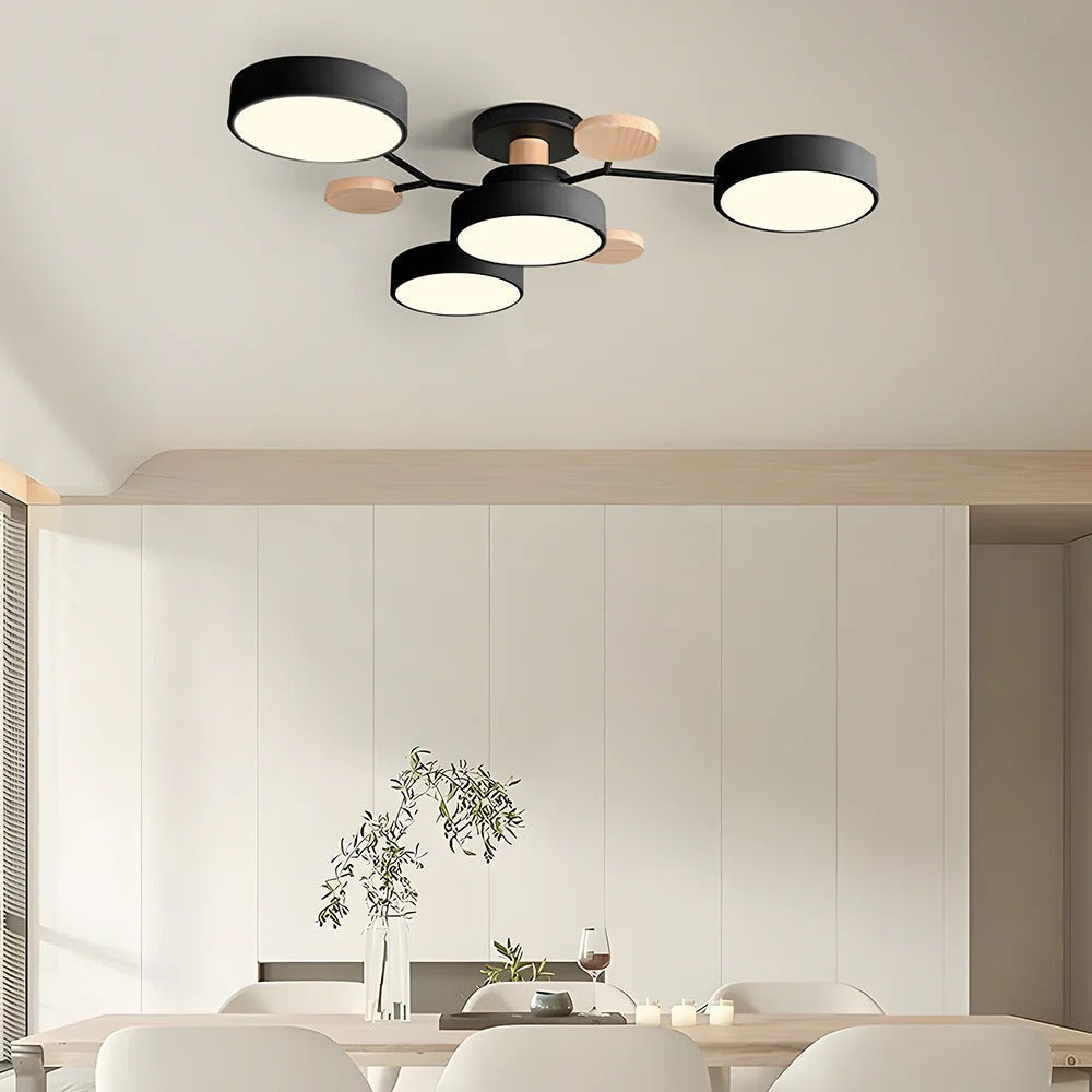 LED Ceiling Light Circular Semi-Flush Iron Acrylic Modern Dimmable Lighting Living Room Bedroom Ceiling | Sansoti