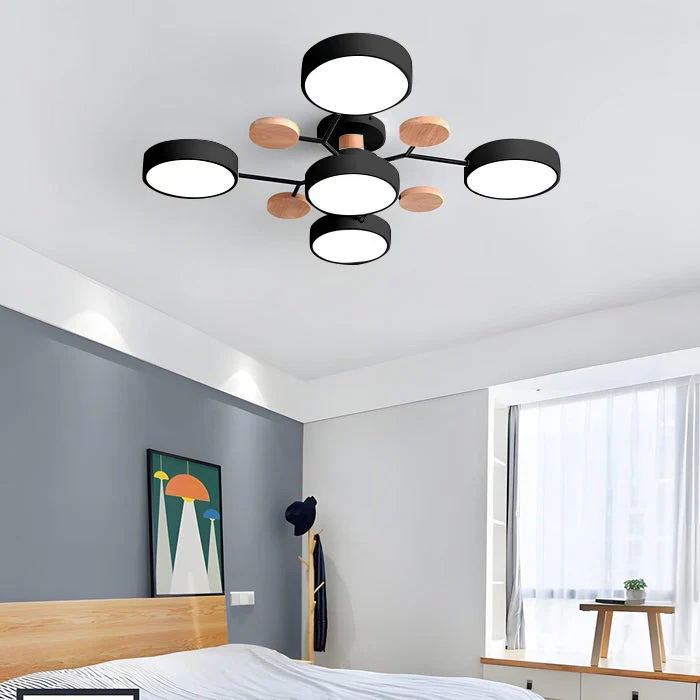 LED Ceiling Light Circular Semi-Flush Iron Acrylic Modern Dimmable Lighting Living Room Bedroom Ceiling | Sansoti
