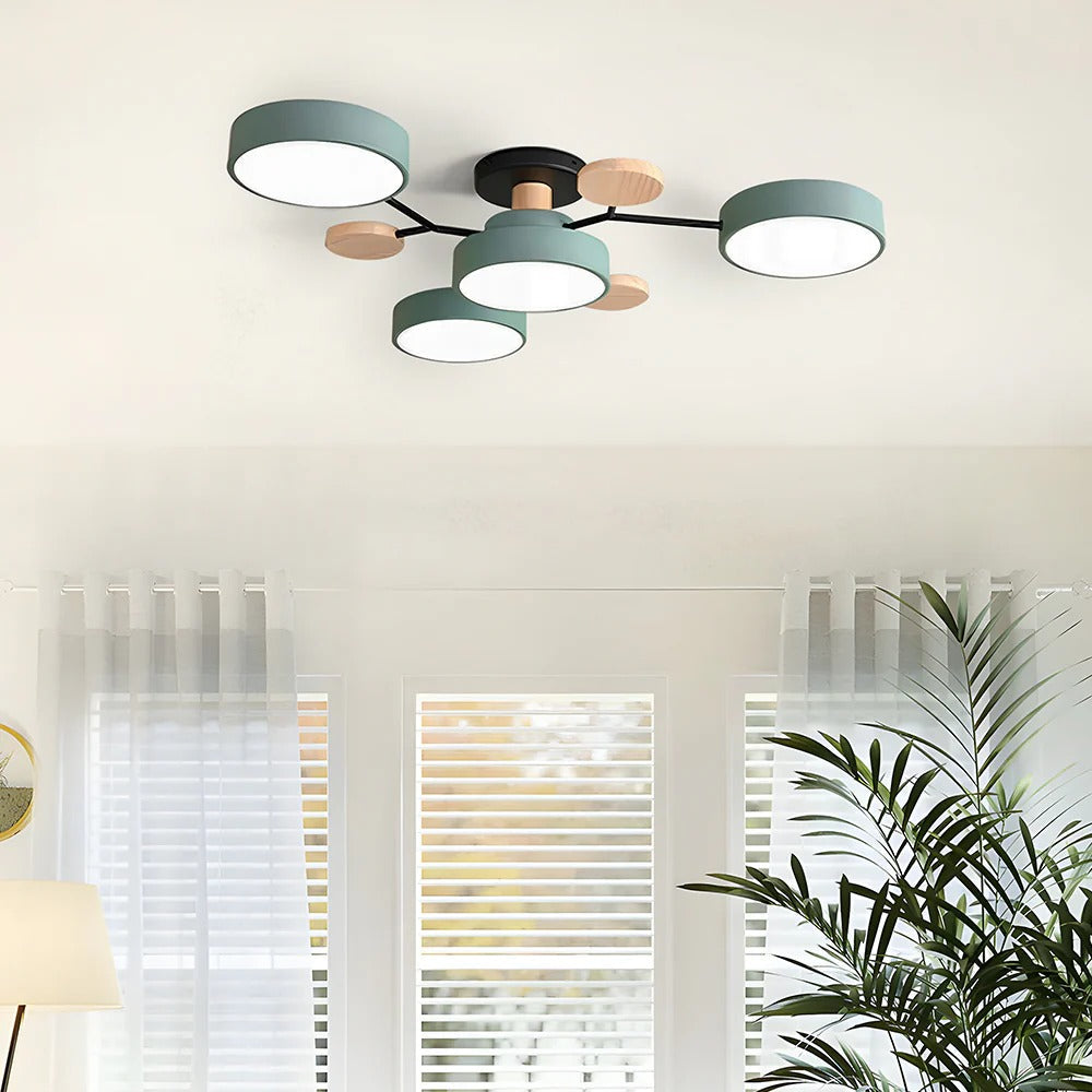 LED Ceiling Light Circular Semi-Flush Iron Acrylic Modern Dimmable Lighting Living Room Bedroom Ceiling | Sansoti