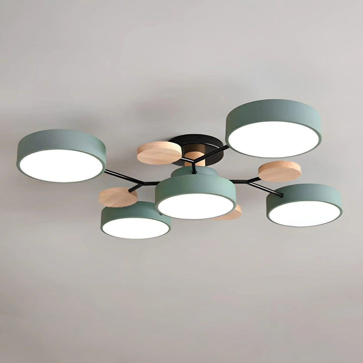 LED Ceiling Light Circular Semi-Flush Iron Acrylic Modern Dimmable Lighting Living Room Bedroom Ceiling | Sansoti