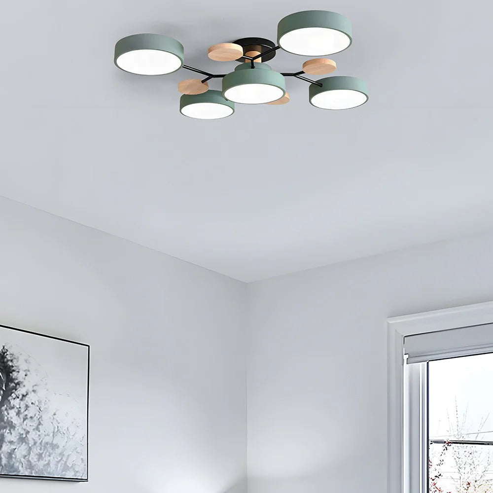 LED Ceiling Light Circular Semi-Flush Iron Acrylic Modern Dimmable Lighting Living Room Bedroom Ceiling | Sansoti