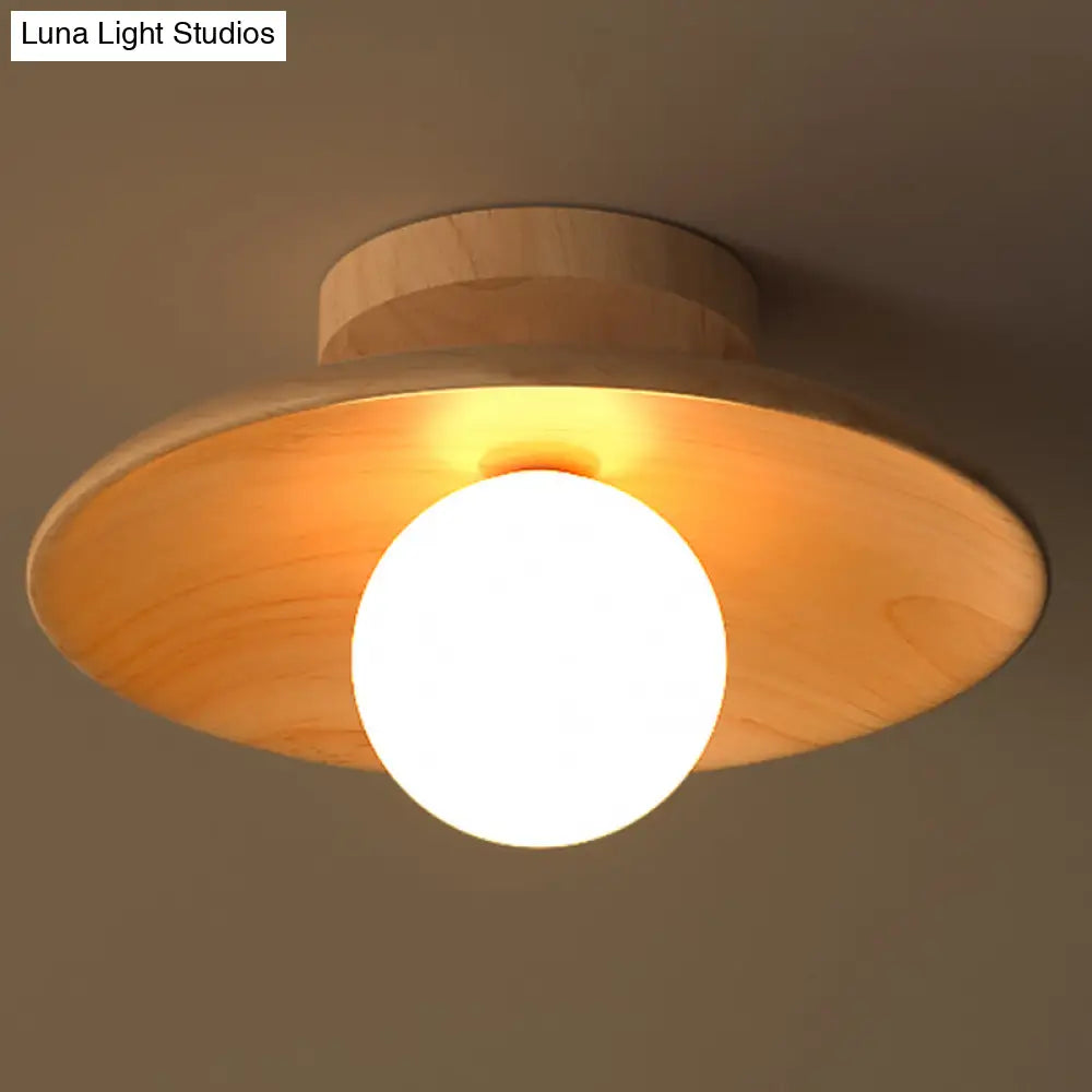 Wooden Semi-Flush Ceiling Light Warm Minimalist Design G9 Socket for Hallway Corridor Bedroom Living Room | Sansoti