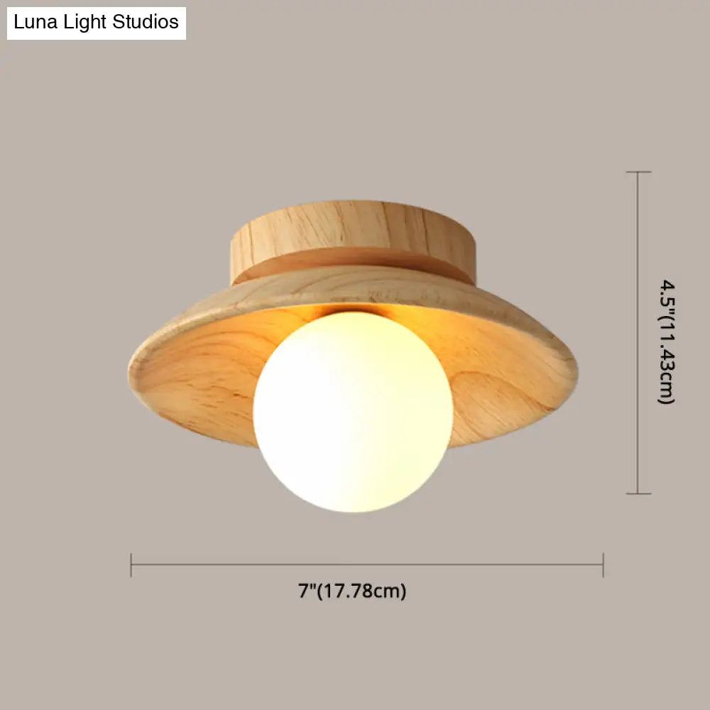 Wooden Semi-Flush Ceiling Light Warm Minimalist Design G9 Socket for Hallway Corridor Bedroom Living Room | Sansoti