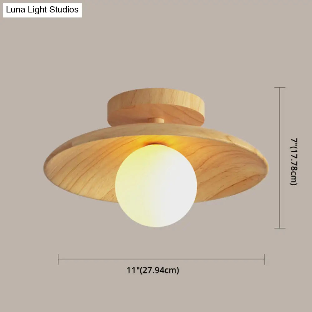 Wooden Semi-Flush Ceiling Light Warm Minimalist Design G9 Socket for Hallway Corridor Bedroom Living Room | Sansoti