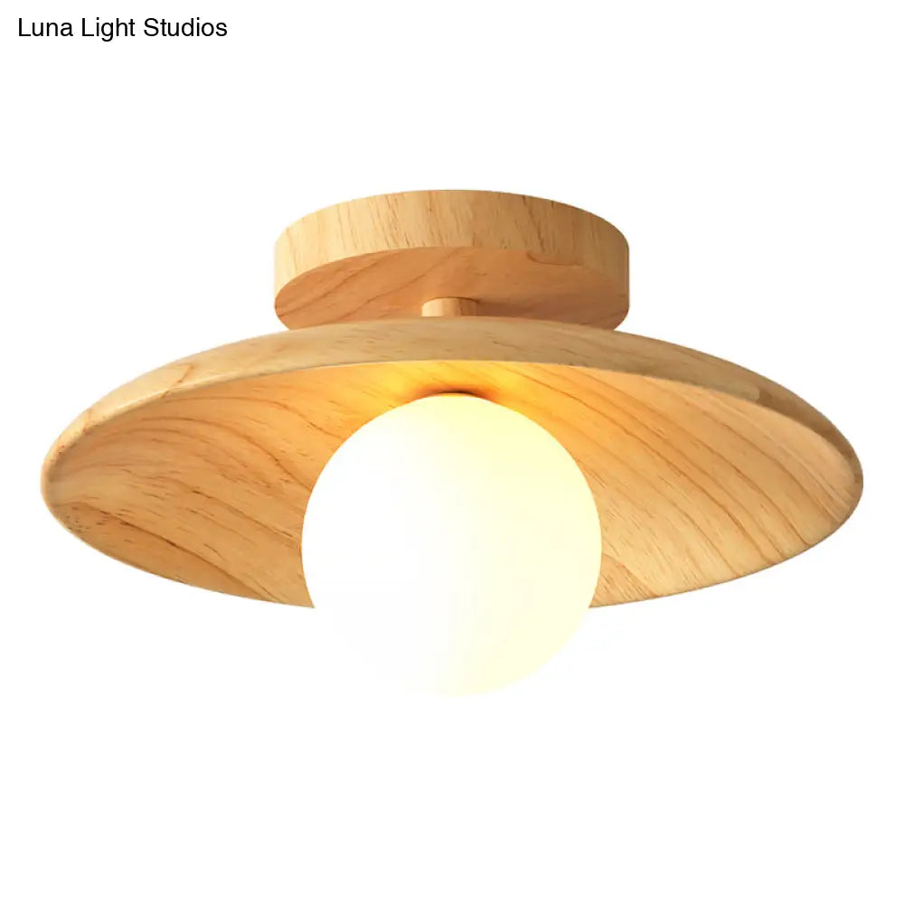 Wooden Semi-Flush Ceiling Light Warm Minimalist Design G9 Socket for Hallway Corridor Bedroom Living Room | Sansoti