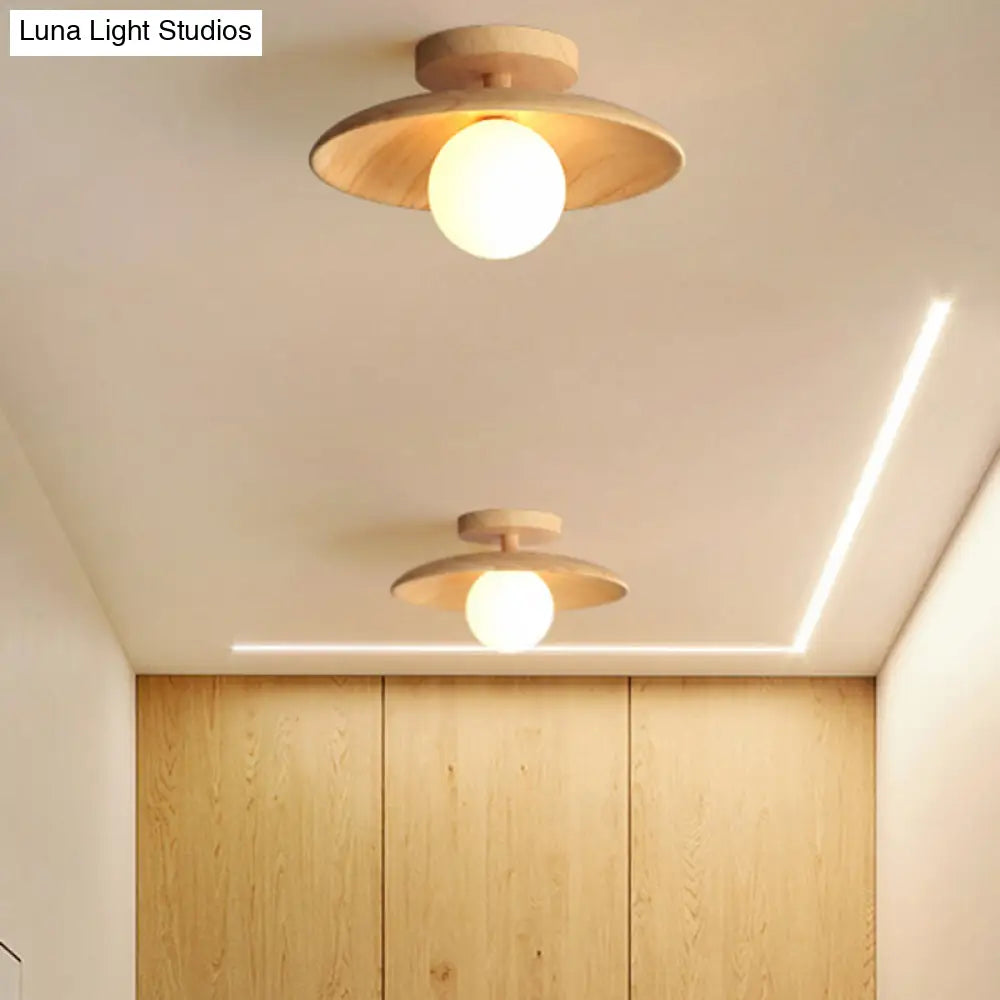 Wooden Semi-Flush Ceiling Light Warm Minimalist Design G9 Socket for Hallway Corridor Bedroom Living Room | Sansoti