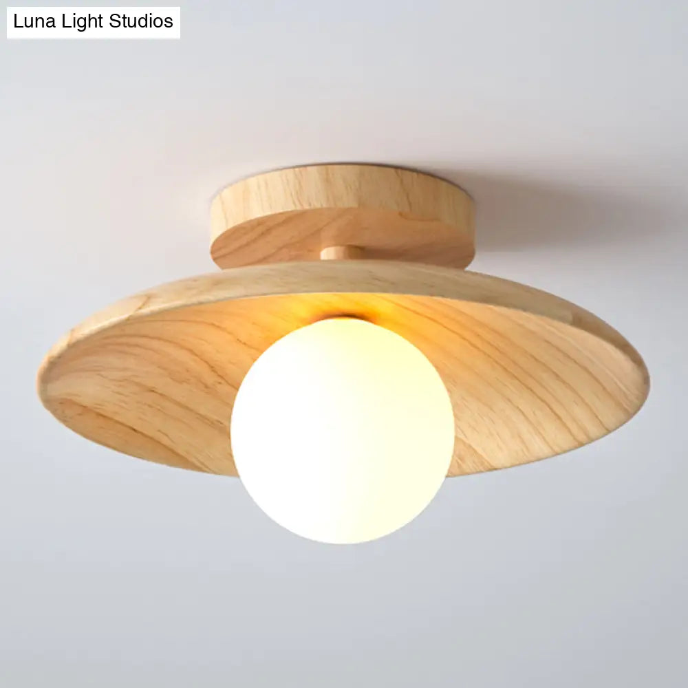 Wooden Semi-Flush Ceiling Light Warm Minimalist Design G9 Socket for Hallway Corridor Bedroom Living Room | Sansoti