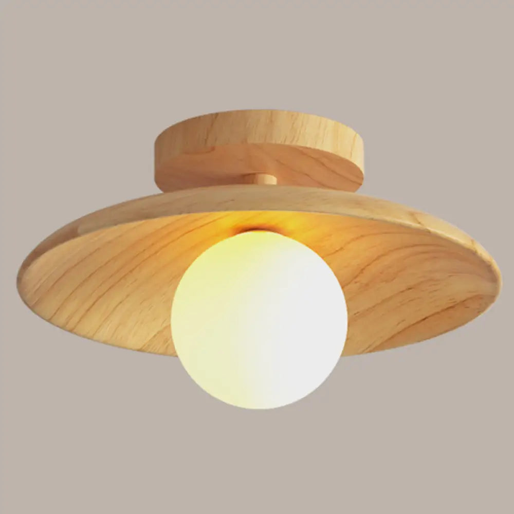 Wooden Semi-Flush Ceiling Light Warm Minimalist Design G9 Socket for Hallway Corridor Bedroom Living Room | Sansoti