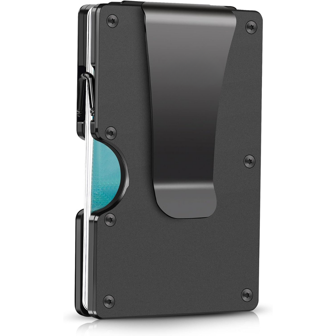 Compacte RFID-Blokkerende Portemonnee van Carbon met Geldclip – Slanke Beveiligingsportemonnee | Sansoti