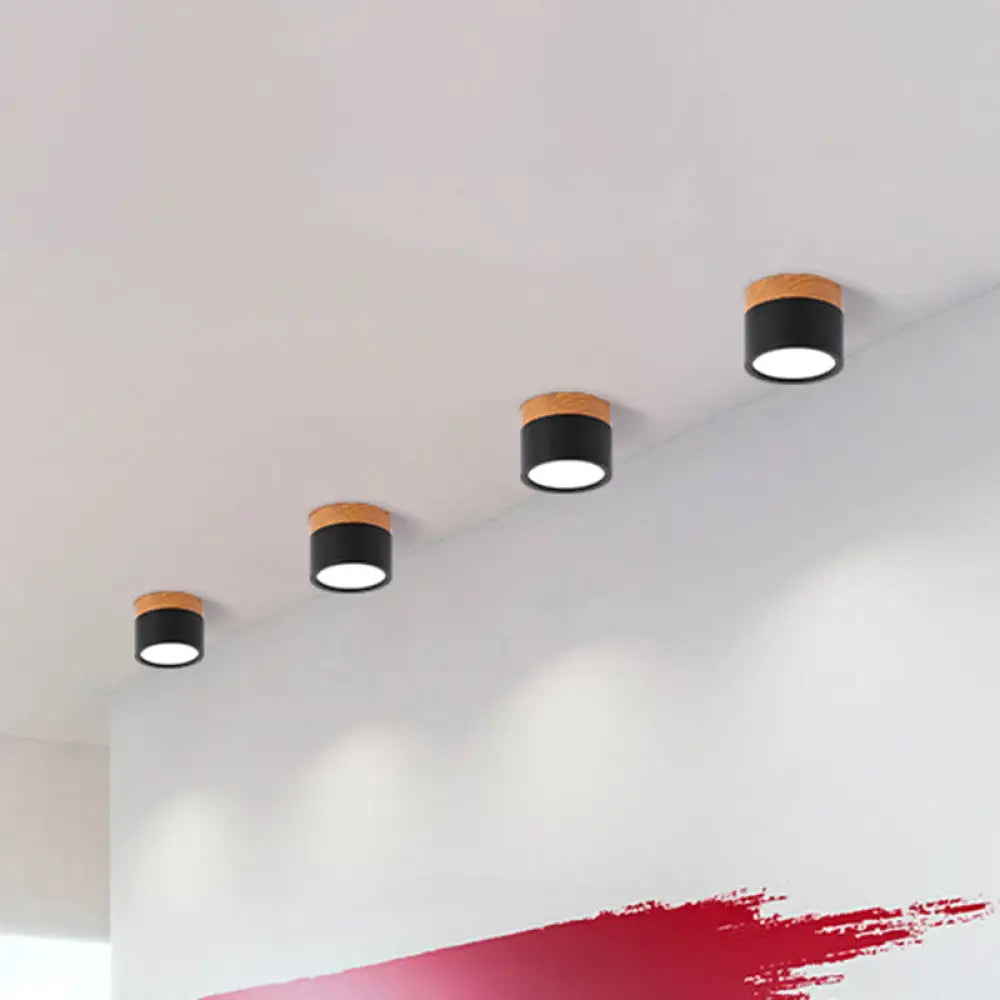 Macaron Plafondlamp Cilindrisch Metaal voor Keuken of Bar – Geel, Blauw, Zwart & Hout | Sansoti