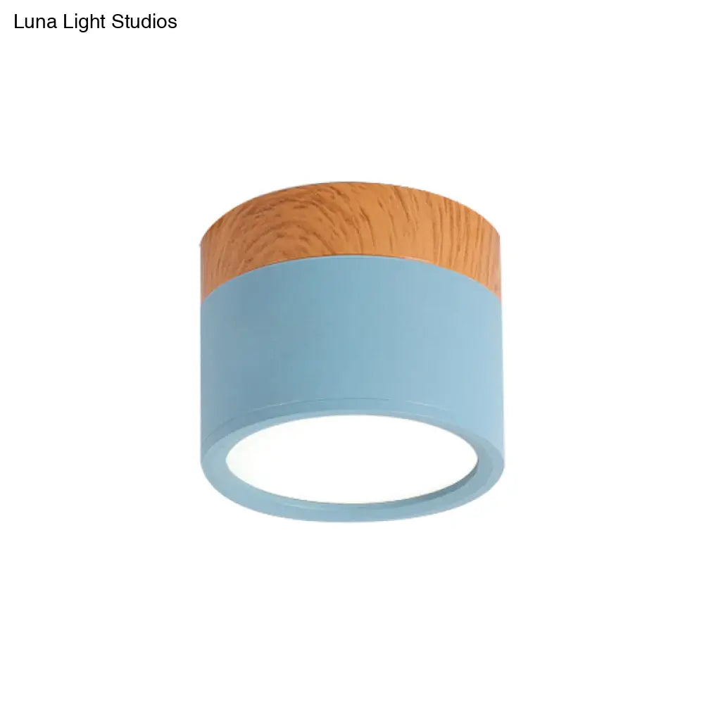 Macaron Plafondlamp Cilindrisch Metaal voor Keuken of Bar – Geel, Blauw, Zwart & Hout | Sansoti